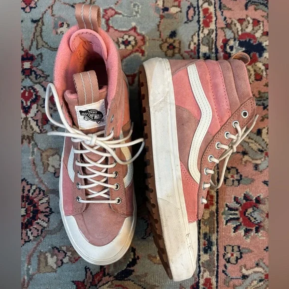 Vans Pink and Cream High-Top Sneakers - Picture 4 of 10